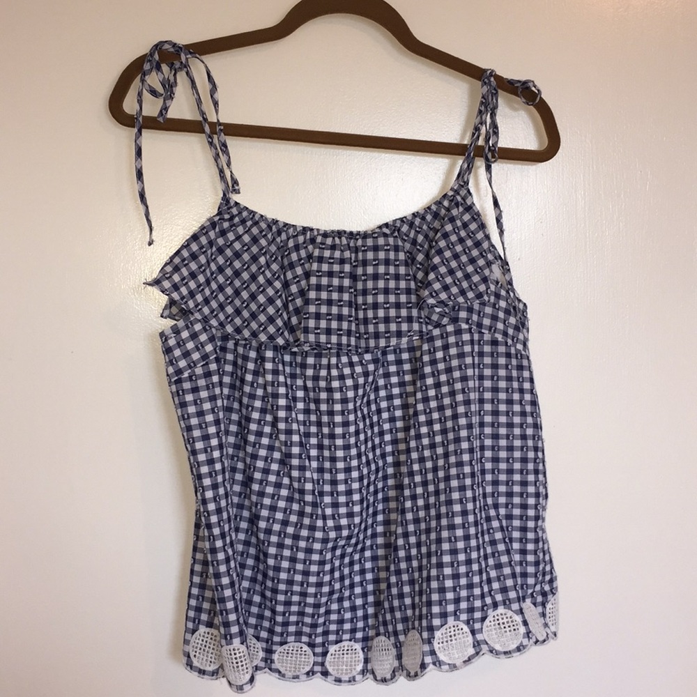 J Crew Gingham Tie Top